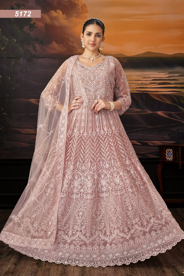 Dusty Rose Embroidered Designer Ball Gown